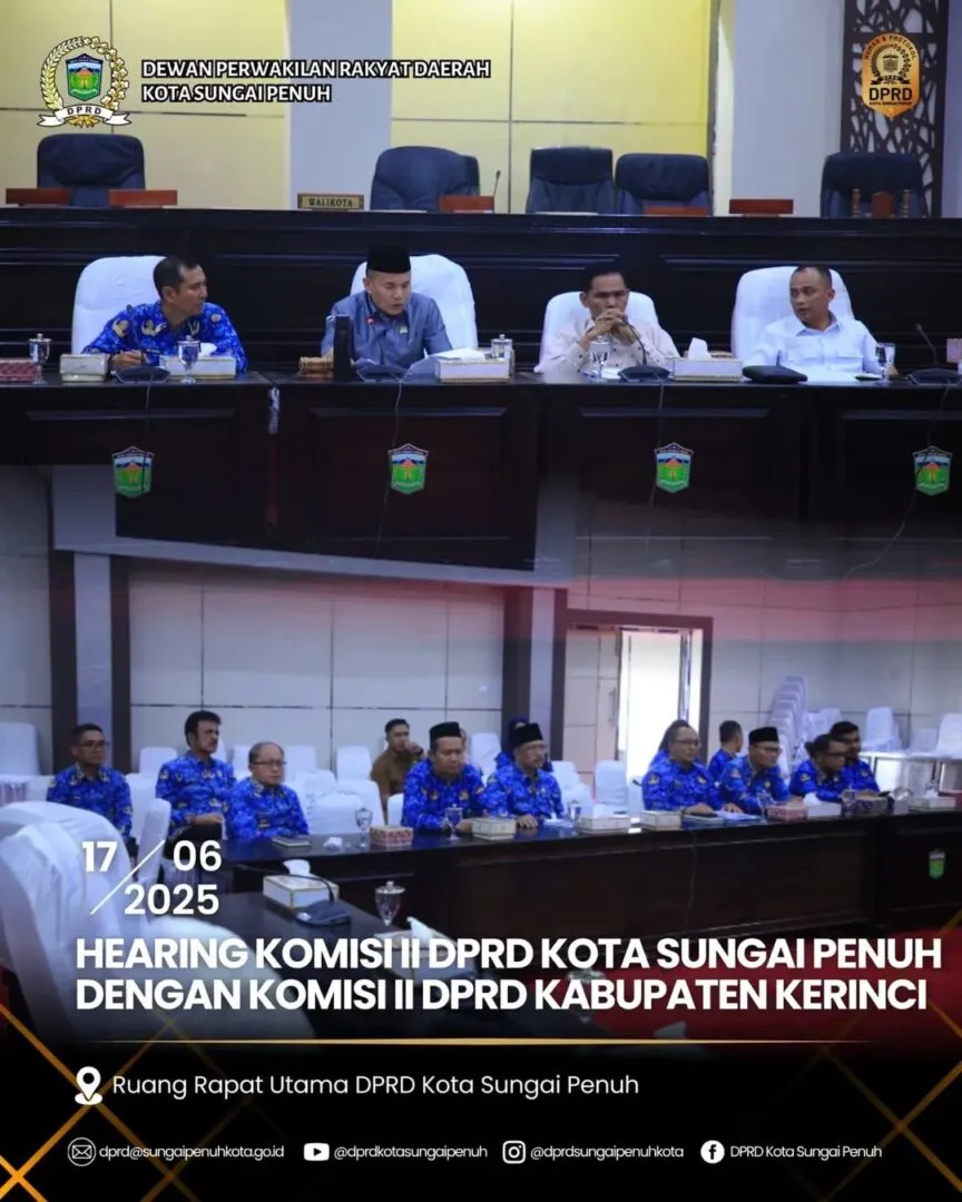 Hearing Komisi II DPRD Kota Sungai Penuh Dengan DPRD Kabupaten Kerinci Bahas Aset Kincai Plaza dan Bantuan Gempa Daerah BPKPD