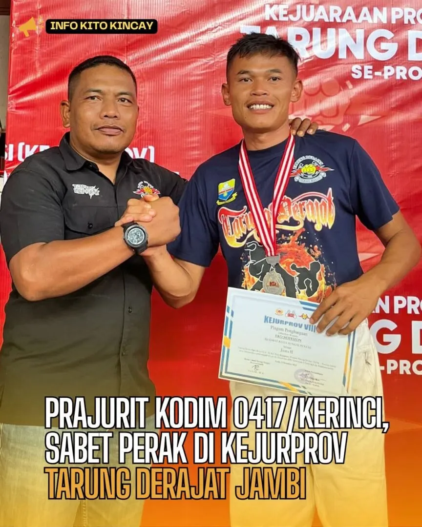 ​Prajurit Kodim 0417/Kerinci Sabet Medali Perak di Kejurprov Tarung Derajat VII Jambi