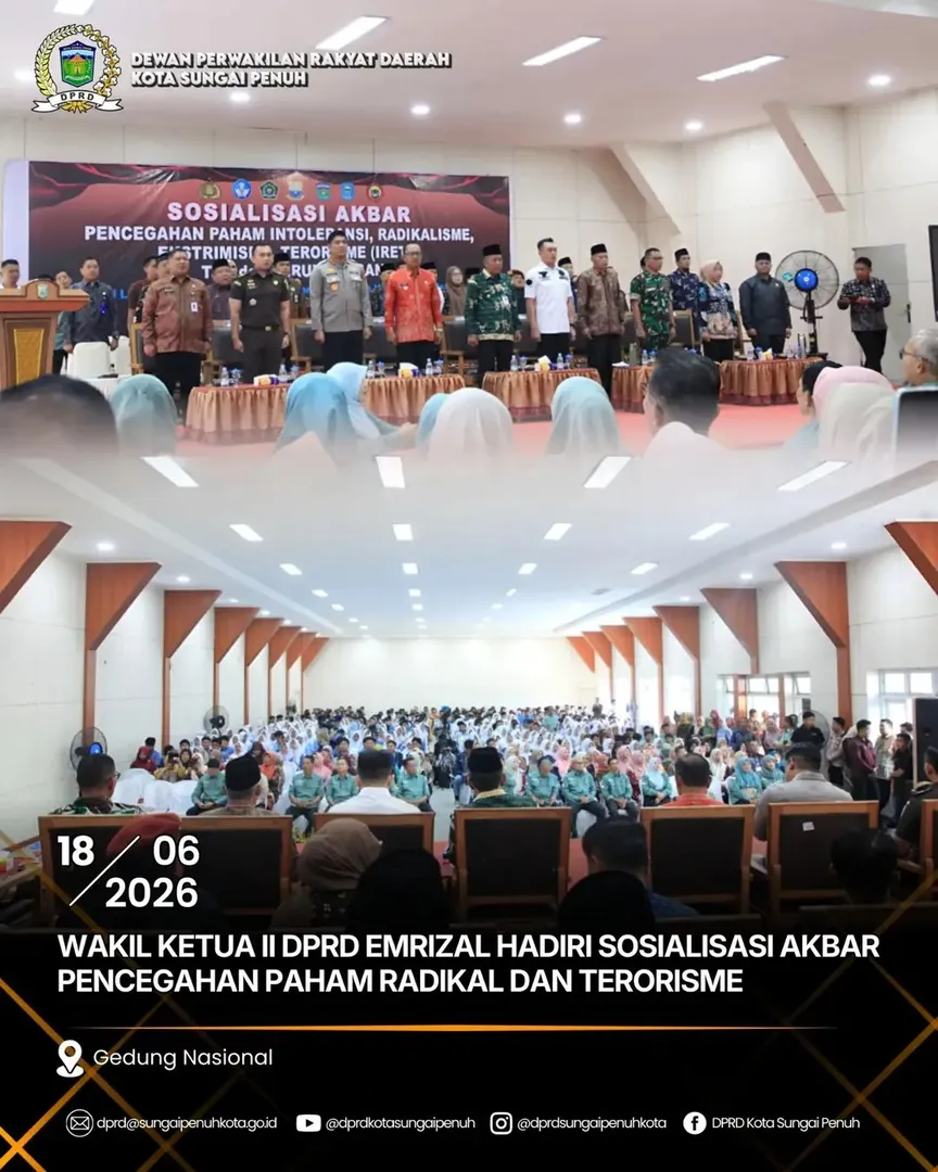 Wakil Ketua II DPRD Emrizal Hadiri Sosialisasi Akbar Pencegahan Paham Radikal dan Terorisme