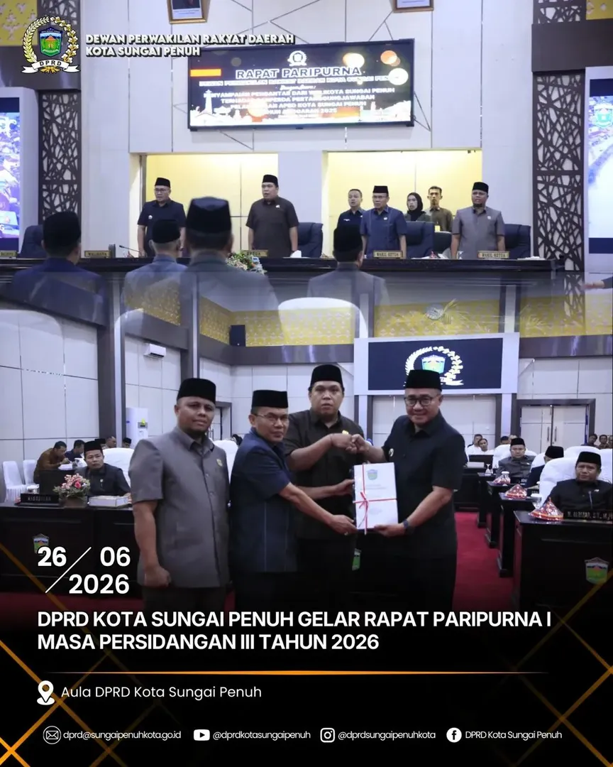 DPRD Kota Sungai Penuh Gelar Rapat Paripurna I Masa Persidangan III Tahun 2026