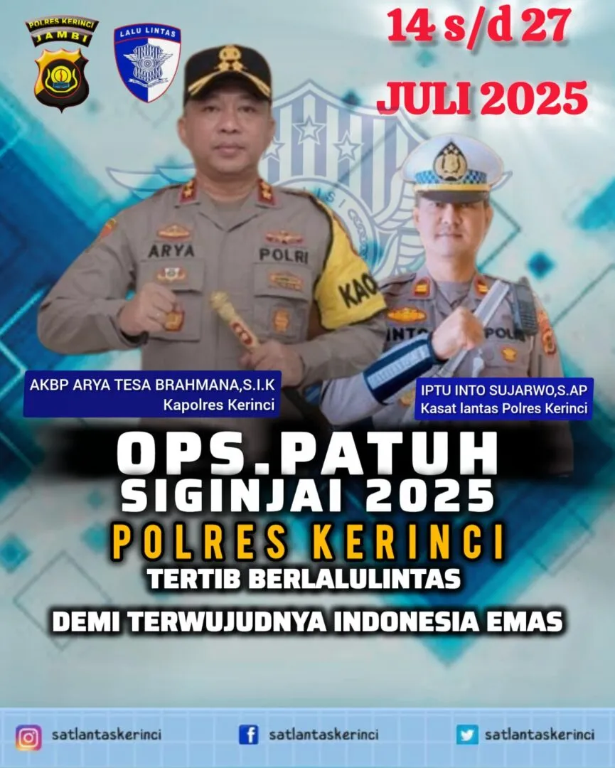 Polres Kerinci Gelar Operasi Patuh Siginjai, Ini Jadwal dan Pelanggaran yang Jadi Sasaran