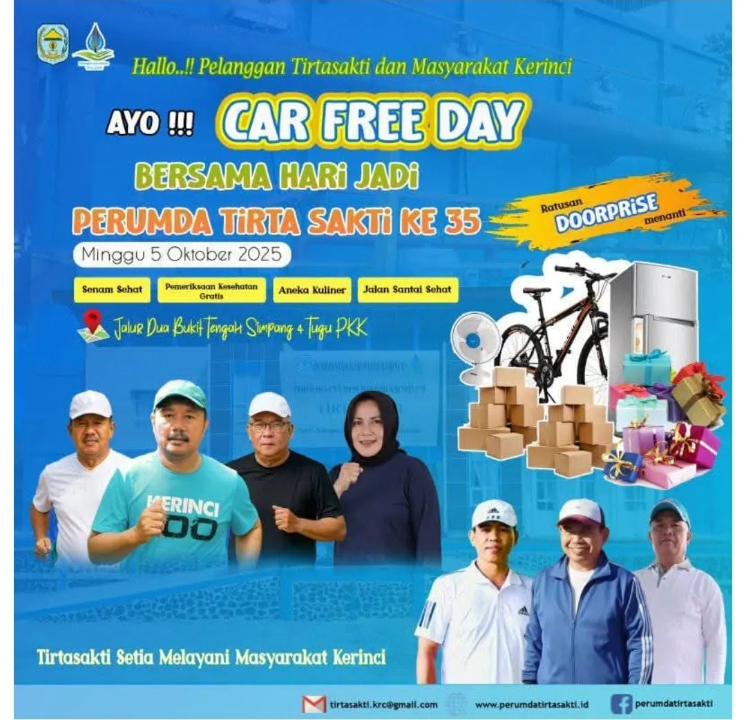 Car Free Day HUT Tirta Sakti: Bupati Kerinci Ajak Warga Hidup Sehat &amp; Bahagia