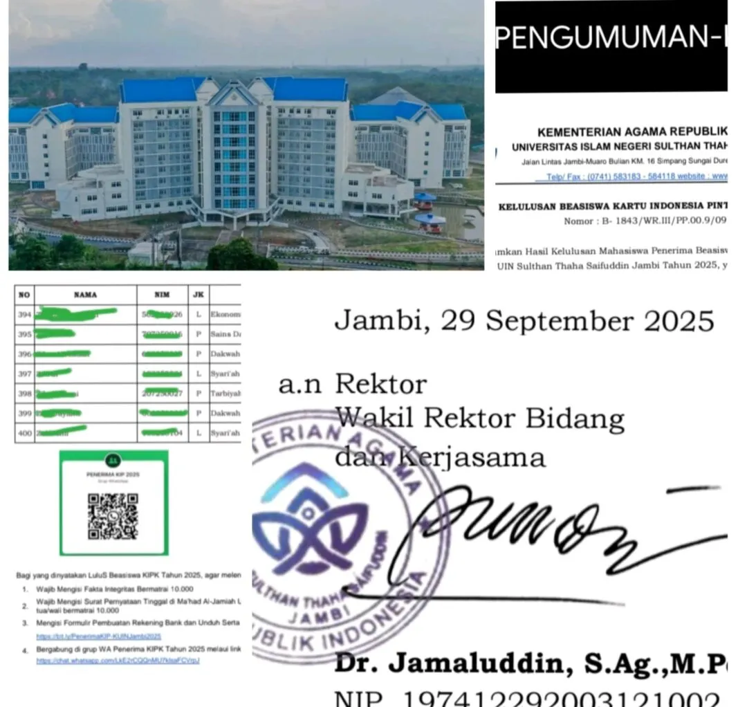 "Diduga" Curang Terstruktur' Mewarnai Seleksi Penerima Beasiswa KIP-K di UIN Jambi, Panitia Dituding Pilah Pilih"