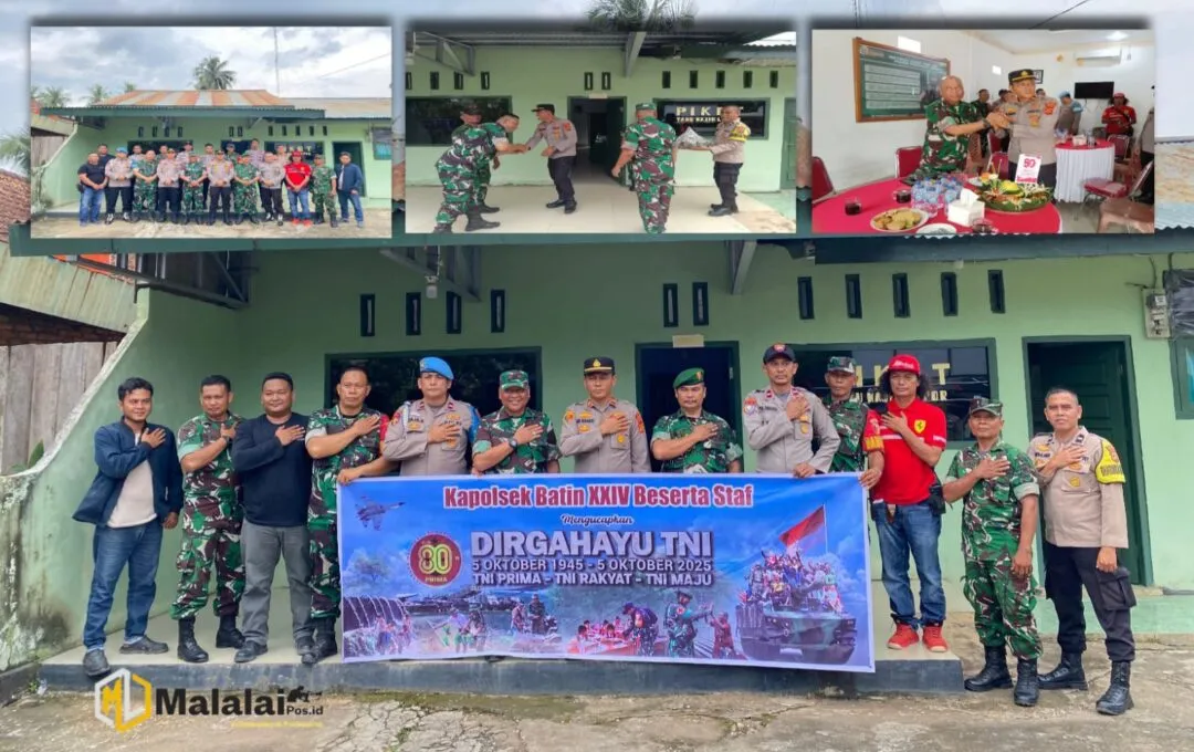 Polsek Batin XXIV dan Polsek Muara Tembesi Gelar Peringatan HUT TNI ke-80 di Koramil 415-03/Muara Tembesi