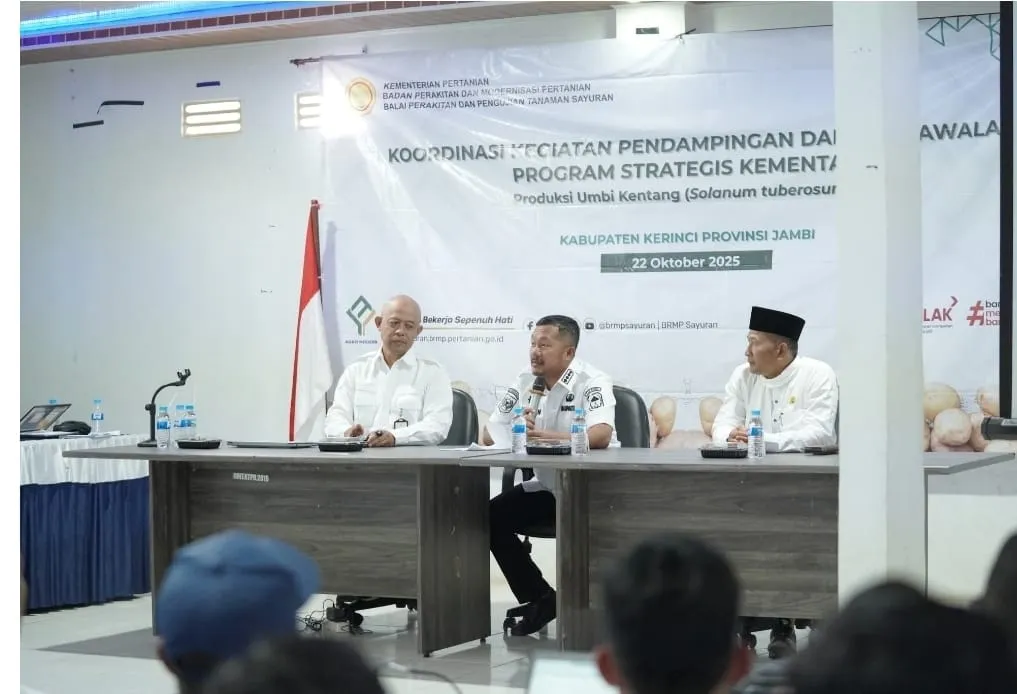 Bupati Kerinci Hadiri Koordinasi Pendampingan Program Strategis Kementan Terkait Produksi Umbi Kentang
