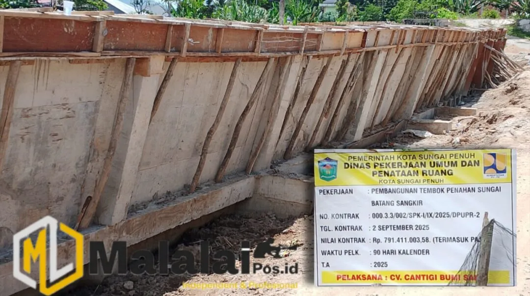 Desakan Sidak Mencuat! DPRD Kota Sungai Penuh Diminta Turun ke Proyek Tembok Penahan Batang Sangkir