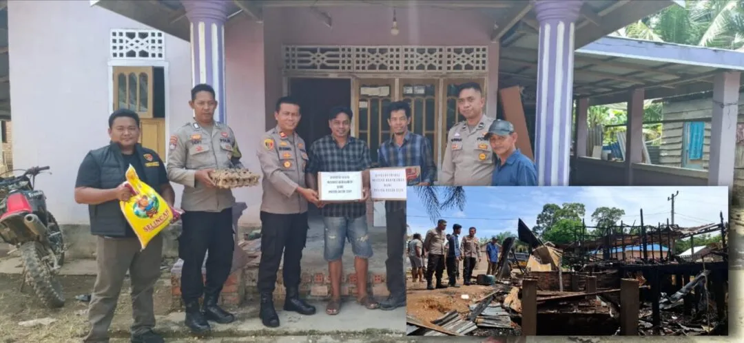 Polsek Batin XXIV Salurkan Bantuan Sembako untuk Korban Kebakaran di Desa Koto Boyo