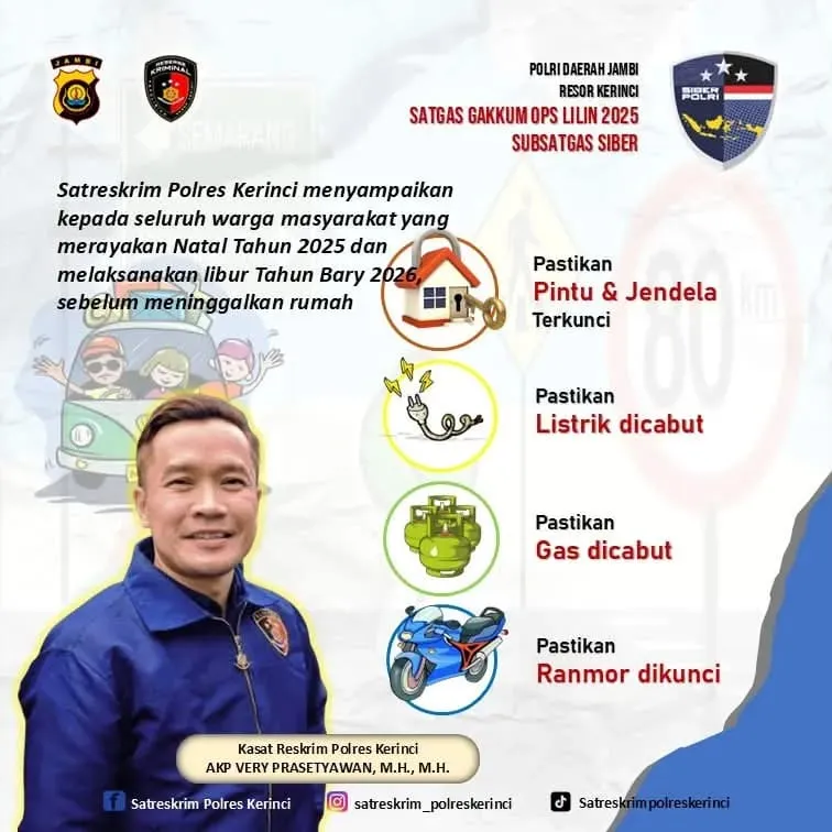 Imbauan Satreskrim Polres Kerinci "Tingkatkan Kewaspadaan Saat Libur Natal 2025 dan Tahun Baru 2026"