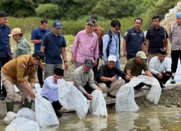 Bupati Monadi Dampingi Gubernur Jambi Tinjau PLTA Sekalian Tebar Benih Ikan, Jaga Pelestarian Lingkungan, Tujuan Tingkatkan Ketahanan Pangan Daerah