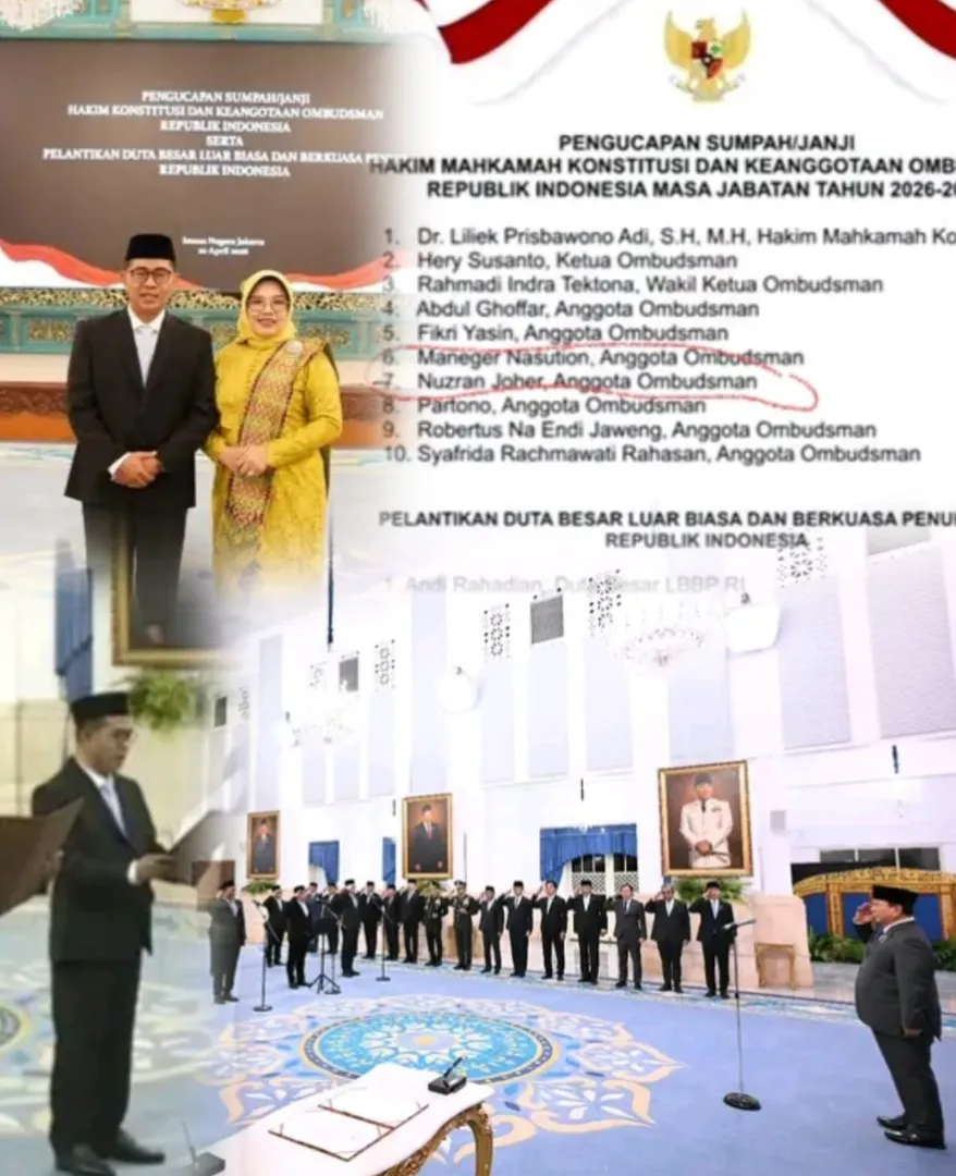 Putra Hamparan Rawang, Nuzran joher dilantik langsung oleh presiden Prabowo Subianto menjadi anggota ombudsman RI periode 2026-2031