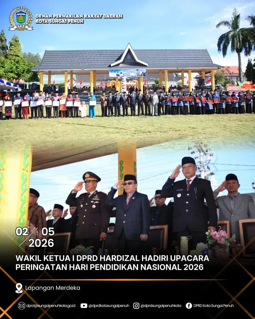 Wakil Ketua I DPRD Hardizal Hadiri Upacara Peringatan Hardiknas 2026