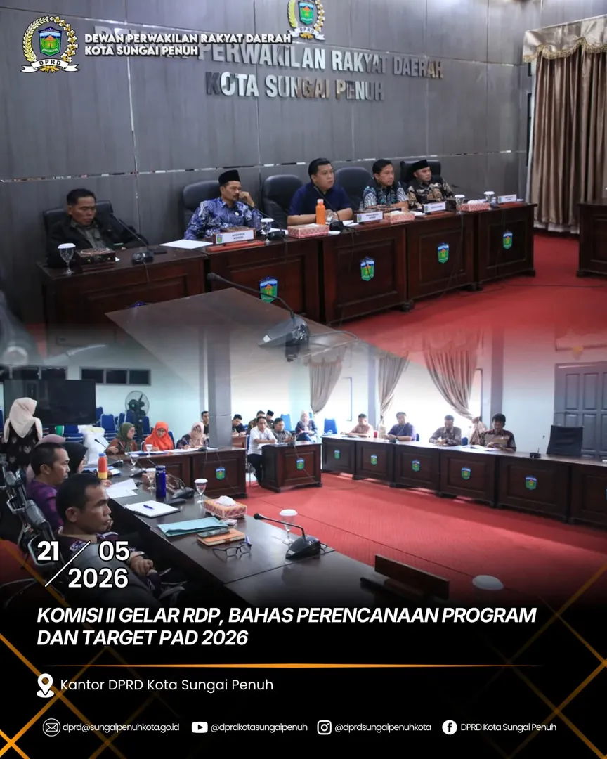 Komisi II DPRD Kota Sungai Penuh Gelar RDP Bahas Perencanaan Program dan Target PAD