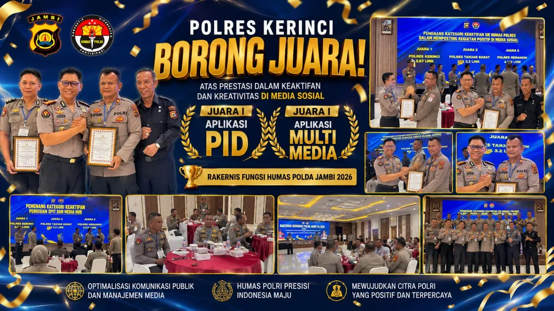 Polres Kerinci Borong Dua Penghargaan Juara I dalam Rakernis Bidhumas Polda Jambi 2026