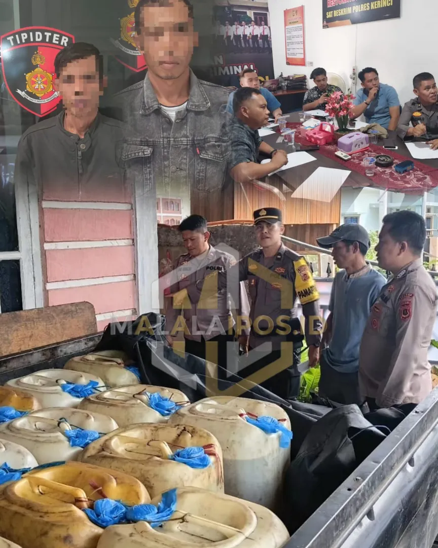 Bongkar praktik Penyalahgunaan BBM Bersubsidi Jenis Solar, Polres Kerinci Amankan 59 Jerigen dan 2 Orang Terduga Pelaku