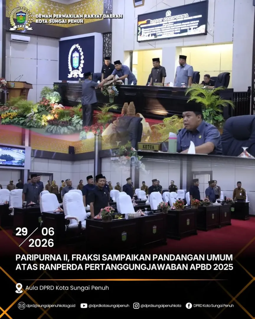 Rapat Paripurna II, Fraksi-Fraksi Sampaikan Pandangan Umum Atas Ranperda Pertanggungjawaban APBD 2025