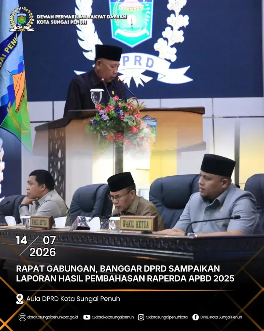 Rapat Gabungan, Banggar DPRD Sampaikan Laporan Hasil Pembahasan Raperda APBD 2025