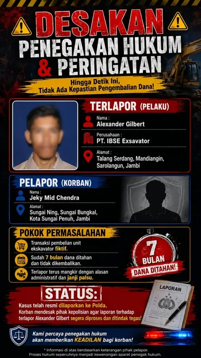 Polda Jambi Didesak Korban Segera Proses Dugaan Penipuan PT IBSE Exsavator