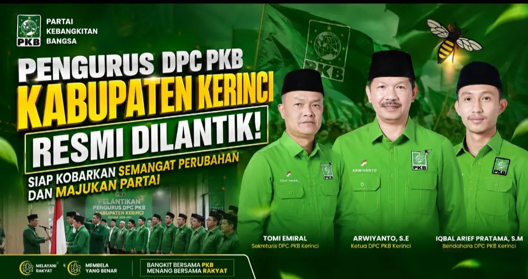 Pengurus DPC PKB Kabupaten Kerinci Resmi Dilantik, Siap Kobarkan Semangat Perubahan dan Majukan Partai