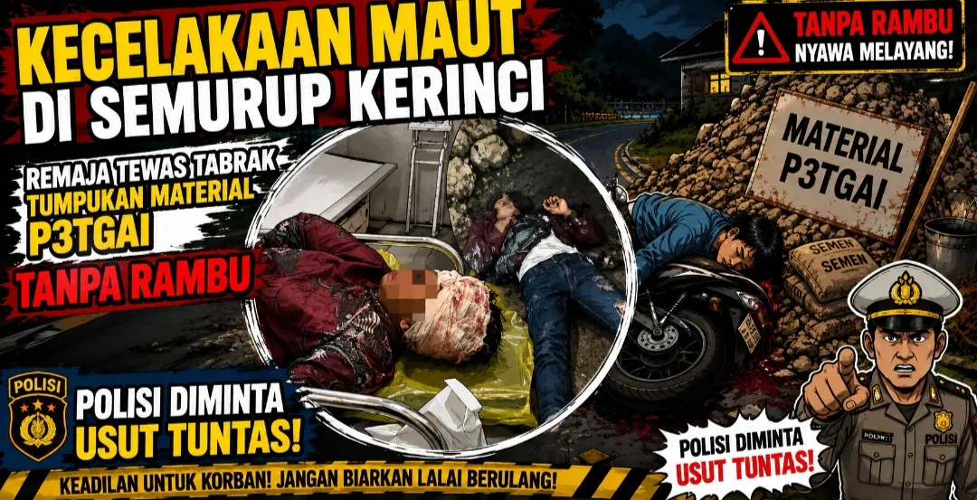 Kecelakaan Maut di Semurup Kerinci: Remaja Tewas Tabrak Tumpukan Material P3TGAI Tanpa Rambu, Polisi Diminta Usut Tuntas