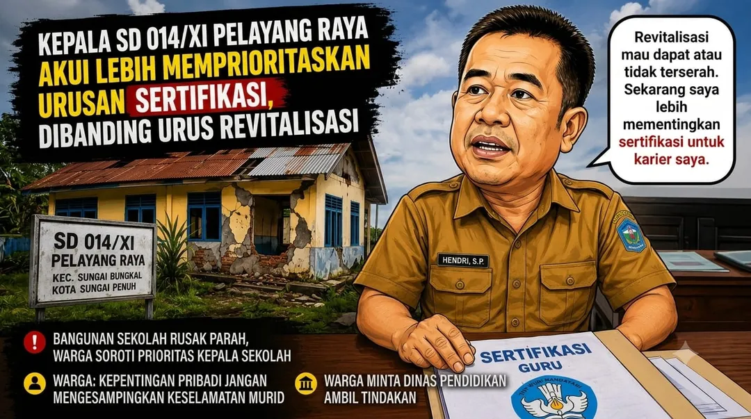 Kepala SD 014/XI Pelayang Raya Akui Lebih Memprioritaskan Urusan Sertifikasi, Dibanding Perjuangkan Revitalisasi