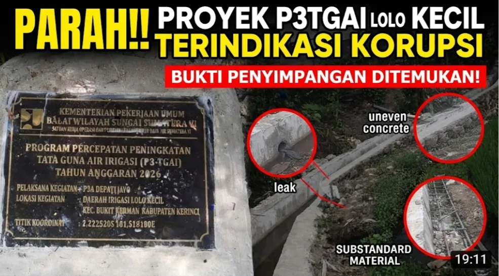 PROYEK P3-TGAI LOLO KECIL: BARU SELESAI SUDAH DIKLAIM RAPUH — KUALITAS ASAL JADI, BWSS VI JAMBI DIMINTA BERTANGGUNG JAWAB