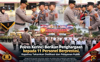 Kapolres Kerinci Beri Penghargaan kepada 11 Personel Berprestasi dan Berdedikasi